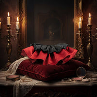 Black and Red Ruffle Collar Stage Wear Shiny Material Costume Collar Photo