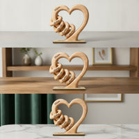 Wooden Heart with Base Freestanding Table Decor Eco-Friendly for Grandmothers