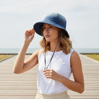 Denim Wide-Brim Hat Lightweight Headwear Breathable Material for Summer, Outdoor