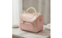 Bowknot Cosmetic Case Portable Handled Makeup Organizer Easy to Clean for Girls