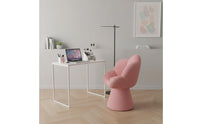 Ergonomic Backrest Swivel Makeup Chair Sturdy Frame Flower Petal Chair High-Density Foam Filling Soft Teddy Material for Women, Girls, Bedroom, Nail Salon