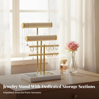 Crossbar Jewelry Stand Detachable Design 3 Tier T Bar Jewelry Stand Necklace and Earring Holder Space Saving for Women