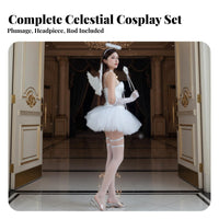 White Angel Costume Set Adjustable Lace-up Back Angel Costume Set Ethereal Look