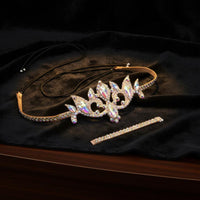 Belly Dance Headpiece Iridescent Rhinestones Belly Dance Head Chain Headdress Glittering Costume Jewelry Elastic Band