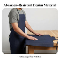 Sturdy Long Sleeve Reversible Wear Smock Oil-Proof for All Genders Denim Work Gown Stain-Resistant for Welders, Mechanics, Workshop, Factory