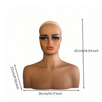 Mannequin Head with Shoulders Skin Tone Female Mannequin Bust Lightweight Hairpiece Display Head for Salon Owners, Jewelers, Hair Salons