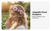 Bohemian Flower Crown Headpiece, Floral Headband, Beach, Bride, Kids, Performance Accessory