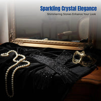 Halloween Cosplay Plush Gloves, Crystal Mesh, Women's Sun Protection, Nightclub Performance Accessory