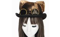 Steampunk Top Hat Rivet-Style Studs Top Hat with Goggles Decorative Ear Pieces