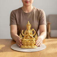Gilt Buddha Figurine Palm Size Small Buddha Decoration Feng Shui Statue Perfect Gift Padmasambhava Statue Intricate Designs