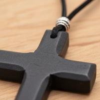 Wooden Cross Necklace Ethnic Design Rustic Wood Cross Charm Lightweight for Men