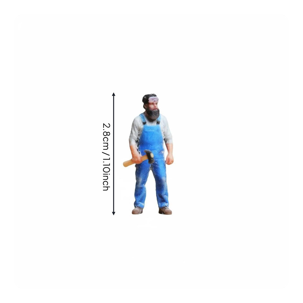 1/64 Scale Worker Figure Hand Painted Miniature Handyman with Hammer