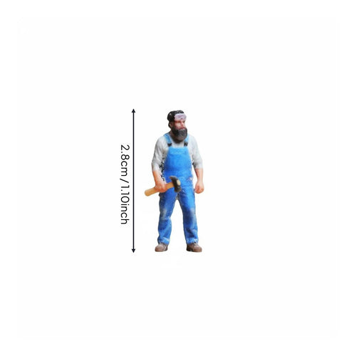 1/64 Scale Worker Figure Hand Painted Miniature Handyman with Hammer