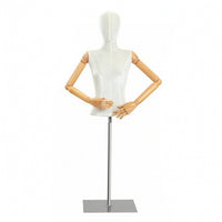 Female Mannequin with Wooden Arms Realistic Dress Form Posable for Tailors