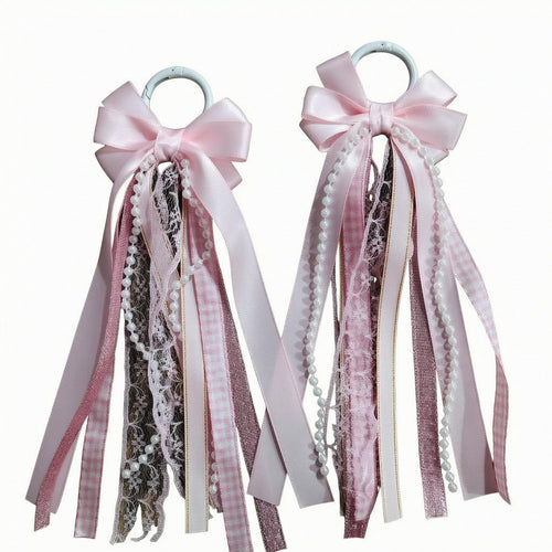 Decorative Boot Ornament Pearl Bead Strands Ribbon Boot Ornament Layered