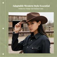 Adjustable wool cowboy hat, wide brim