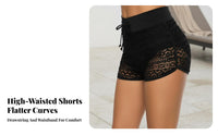 Plus Size Available Lace Swim Shorts Alluring Design High Waisted Swim Shorts Stretchy for Adults, Swimming, Vacation, Water Sports