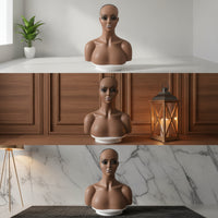 Mannequin Bust with Hairpiece Cap Bald Hairpiece Display Head Sturdy
