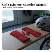 Cashmere Five-Finger Gloves Soft Texture All-Gender Warm Gloves Winter Accessory Ribbed Knit Extended Wrist Coverage