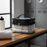 Holographic Makeup Bag Zippered Closure Transparent Toiletry Bag Double Layer