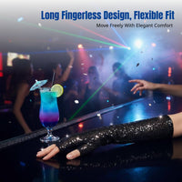 Fingerless Beaded Long Gloves, Reflective, Polyester, Halloween, Cosplay, Stage, Nightclub Party Wear