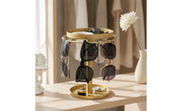Glasses Display Stand with Tray Metal Glasses Organizer Eyeglass Stand Gold-Colored Sunglass Holder Decorative for Vanity