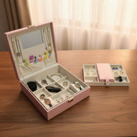 Multi-Tier Jewelry Box Large Capacity Multi-Compartment Jewelry Holder Watch and Band Storage Case Elegant Design for Travel
