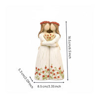 Floral Dress Figurine Distressed Freestanding Sculpture Antique Look