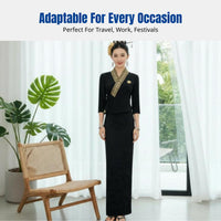 Dai Costume, Women's Lightweight Breathable Water-Splashing Dress, Black Skirt, Summer, Work, Daily Wear
