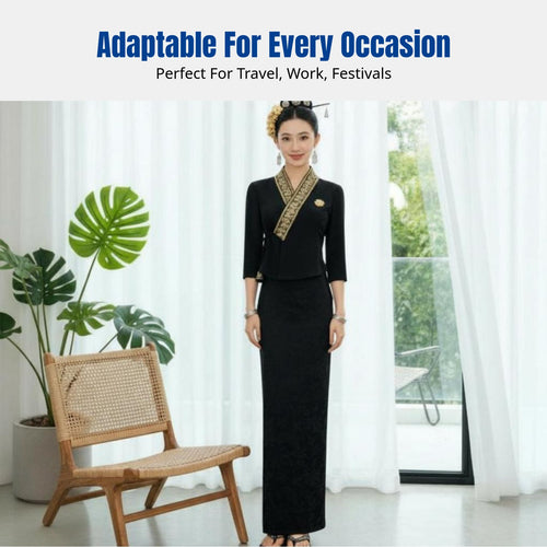 Dai Costume, Women's Lightweight Breathable Water-Splashing Dress, Black Skirt, Summer, Work, Daily Wear