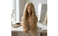 Breathable Cap 28 Inch Body Wave Hairpiece Adjustable Straps Heat Resistant Synthetic Hairpiece