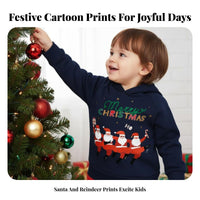 Unisex Kids Cartoon Hoodie, Christmas New Year Pullover, Long Sleeve Sweatshirt, Holiday Relaxed Top, Random Design