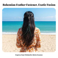 Feather Hair Fastener Bohemian Design Tassel Bead Hair Piece Fastener-in Feather Hairpiece Natural Feathers Headdress Wooden