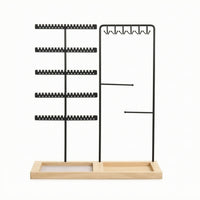 Jewelry Stand with Wooden Base Allall-Purpose Jewelry Display Stand Open-Frame