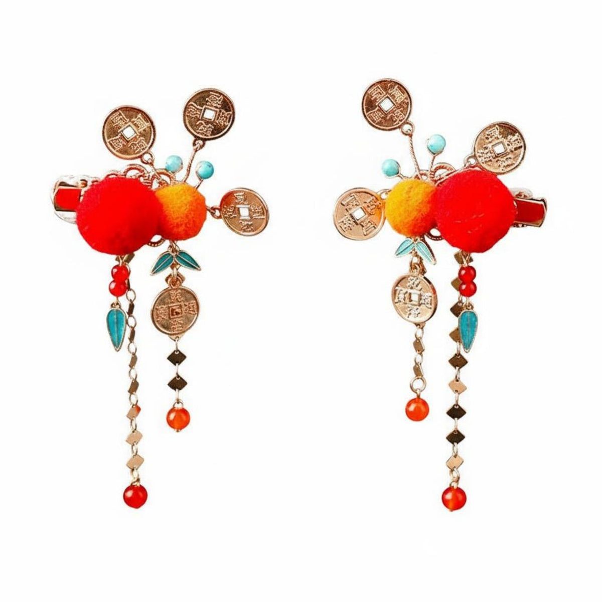 Traditional Chinese Attire Hair Barrette Cute Design Traditional Chinese Attire Hair Accessory Dangling Floral Barrette Handmade