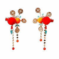 Traditional Chinese Attire Hair Barrette Cute Design Traditional Chinese Attire Hair Accessory Dangling Floral Barrette Handmade
