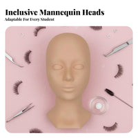 Reusable Eyelash Extension Practice Head Multipurpose Usage Mannequin Head with Replaceable Eyelids Realistic Skin Texture for Beauty School