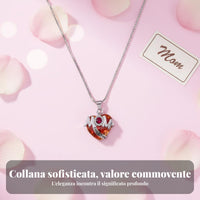 Mom Heart Necklace Rhinestone Embellished Crystal Heart Necklace for Birthday