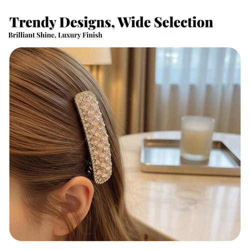 Crystal Hair Fastener Fashionable Shimmering Duckbill Fastener Jeweled Hair Pin Sparkling Crystals Shimmering Metal Hairpin