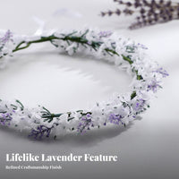 Simulated Lavender Flower Lilac Floral Headband, Beach Holiday, Photo Prop, Unisex, Bulk