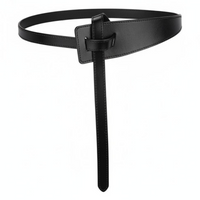 Black leather waist belt for women
