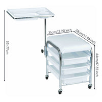 Pedicure Cart Stool Movable Beauty Cart with Seat Top Tray Rolling Drawer Seat for Beauticians