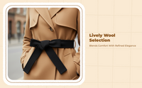 Double-Sided Wool Coat Belt, Wide, Stylish, Camel