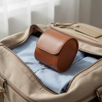 PU Leather Watch Box Soft Luxurious Cloth Lining Single Watch Travel Case Snap Button Closure Flat Bottom Stability