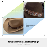 Kids Adjustable Wool Cowboy Hat, Wide Brim, Western