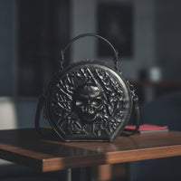 Skull Crossbody Bag with Detachable Strap Compact Purse Wipe-Clean for Festivals