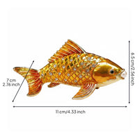 Hinged Golden Carp Figurine Rhinestone Accents Koi Fish Trinket Box Closure House Decoration for Dresser