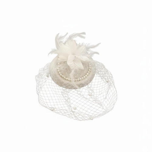 Mesh Ed Fascinator Hat Elegant Design Vintage Pillbox Hat Feather Bead Headpiece Net Mesh Feather Fascinator Hair Fastener