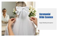 Bride Knot Veil, Creative Wedding Hair Accessory, Cream Ribbon, Bridal Decoration