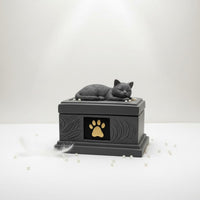 Resin Feline Memorial Box Personalized Feline Cremation Urn Handmade Design